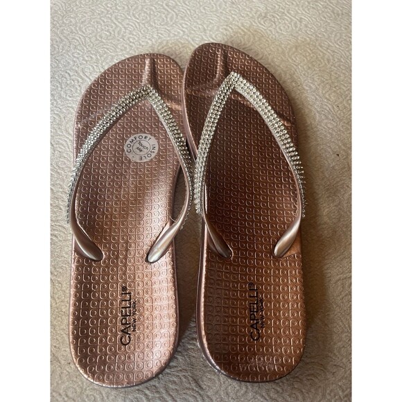 NEW Capelli New York Rose Gold Flip Flop Sandals SIZE 11 Sparkle Rhinestone - Picture 5 of 6
